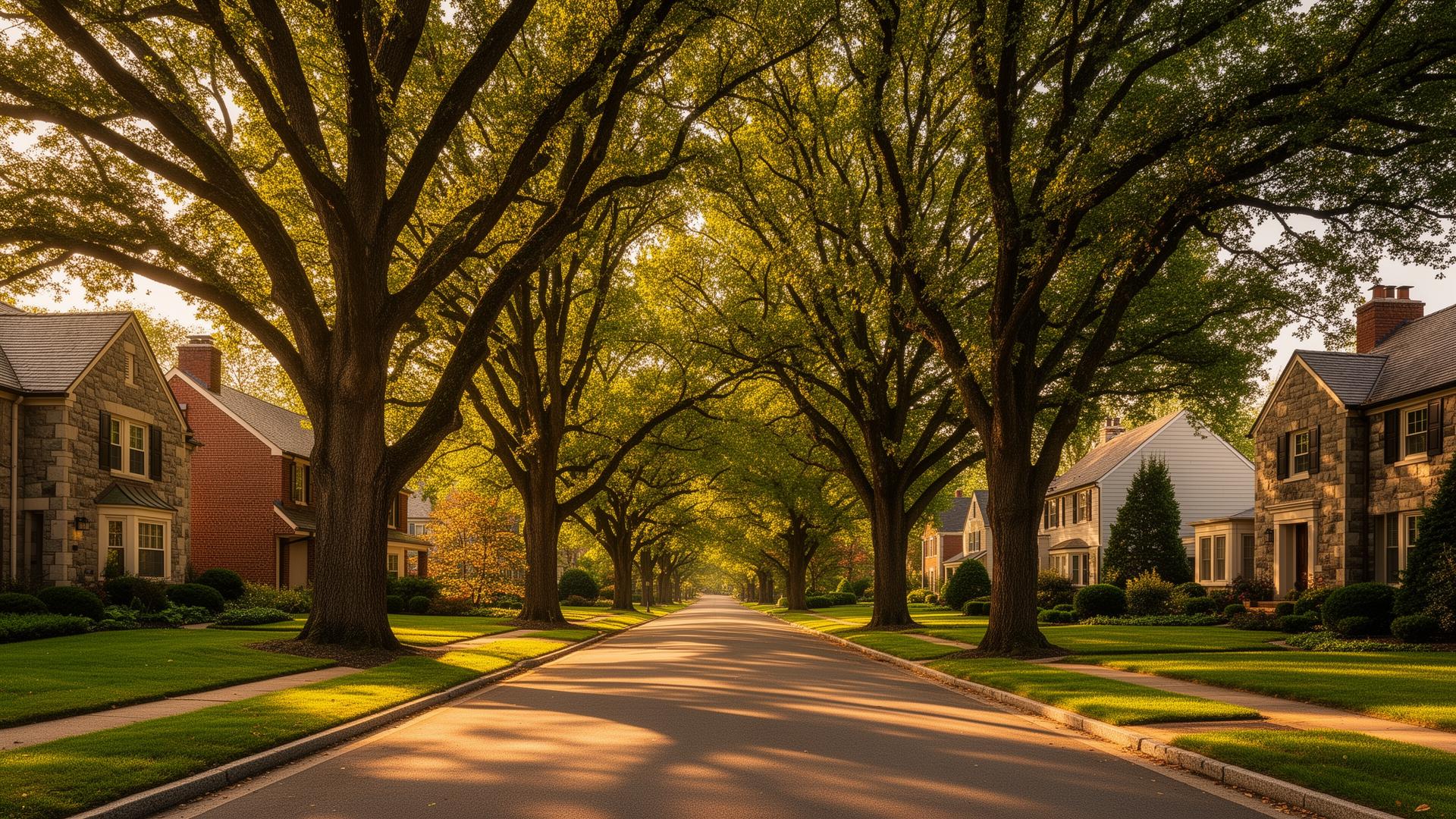 A tree-lined residential street in Lower Merion